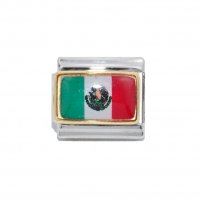 Flag - Mexico photo enamel 9mm Italian charm