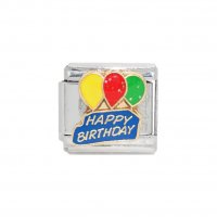 Happy birthday with balloons - 9mm Italian Charm