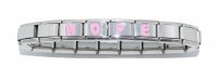 Any single name on a bracelet in pink 9mm Italian charm letters