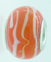 EB297 - Orange with white swirls bead