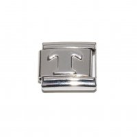 Silver coloured letter W - 9mm Italian charm