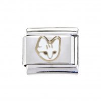 White Cat Face - 9mm Enamel Italian charm