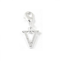 Letter V - Clip on charm fits Thomas Sabo style bracelets