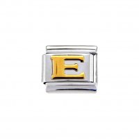 Gold colour Letter E - 9mm Italian charm