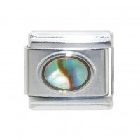 Mother of pearl oval - enamel 9mm Italian charm