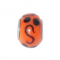 EB42 - Glass bead - Orange and black- European bead charm