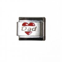 Dad in red heart - laser 9mm Italian charm