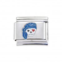 Pirate skull - enamel Italian charm