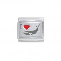 I love whales - red heart laser - 9mm Italian charm