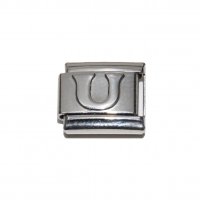 Silver coloured letter U - 9mm Italian charm