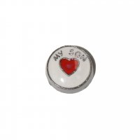 My son with red heart circle 7mm floating locket charm