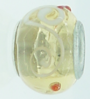 EB246 - Yellow bead with white swirls and red dots