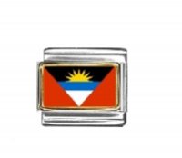 Flag - Antigua photo enamel 9mm Italian charm