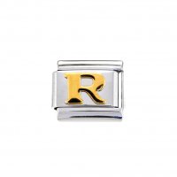 Gold colour Letter R - 9mm Italian charm