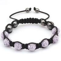 Lilac Crystal Shamballa 10mm Disco ball bracelet - adjustable