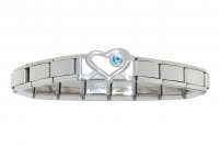 Small Open Heart link bracelet 9mm Italian charm - March