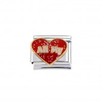 All my love - in red sparkly heart 9mm Italian charm