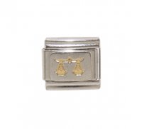Libra in gold on silver backgroun (24/9-23/10) 9mm Italian charm