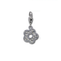 Rhinestone flower clip on charm fits thomas sabo Style Bracelet