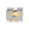 Little boy birthstone - March - Aquamarine 9mm Italian Charm