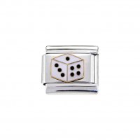 Dice - White enamel 9mm Italian charm