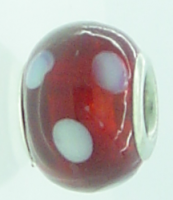 EB349 - Red bead with white spots