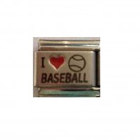 I Love Baseball - Red heart laser 9mm Italian charm