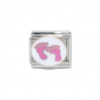 Baby pink feet enamel 9mm Italian charm