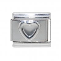 Silver colour outline heart - 9mm Italian Charm