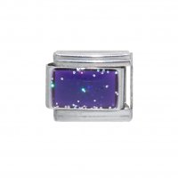 Sparkly rectangle birthmonth - February amethyst Italian charm