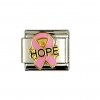 Pink Breast cancer ribbon with hope enamel - 9mm Italian charm