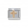 Gold soldered cross - 9mm enamel Italian charm