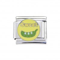 Sweet pea yellow - enamel 9mm Italian charm