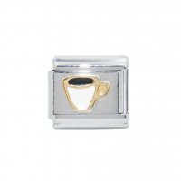 White coffee/tea cup (a) - Enamel 9mm Italian Charm