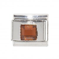 November - Square Birthstone - Citrine 9mm Italian Charm