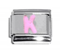 Pink Letter K - 9mm Italian charm