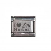 I love horses (a) - plain laser 9mm Italian charm