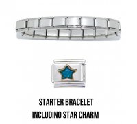 18 link shiny bracelet including Blue Star charm