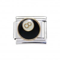 Large Magic Eight Ball - enamel 9mm Italian charm
