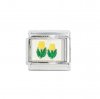 Yellow Tulips on white background - 9mm enamel Italian charm
