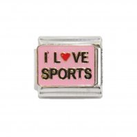 I love sports - Pink enamel 9mm Italian charm