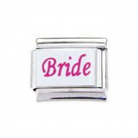 Bride - pink and white (b) - 9mm classic Italian charm