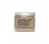 Snail pink and blue - 9mm Enamel Italian Charm