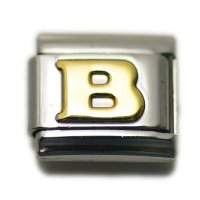 Gold colour Letter B - 9mm Italian charm