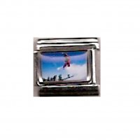 Snowboarding photo enamel 9mm Italian charm