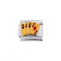 4 Aces - Cards - enamel 9mm italian charm