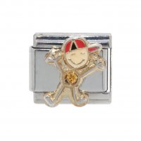 Little boy birthstone Red Cap - November - 9mm Italian Charm