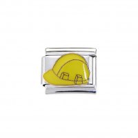 Builder's hat/hard hat - enamel 9mm Italian charm