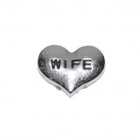 Wife silvertone heart 9mm floating locket charm