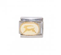 Capricorn White Oval enamel charm (22/12-20/1) 9mm Italian charm